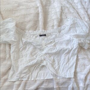 SHEIN White Ruched Crop Blouse